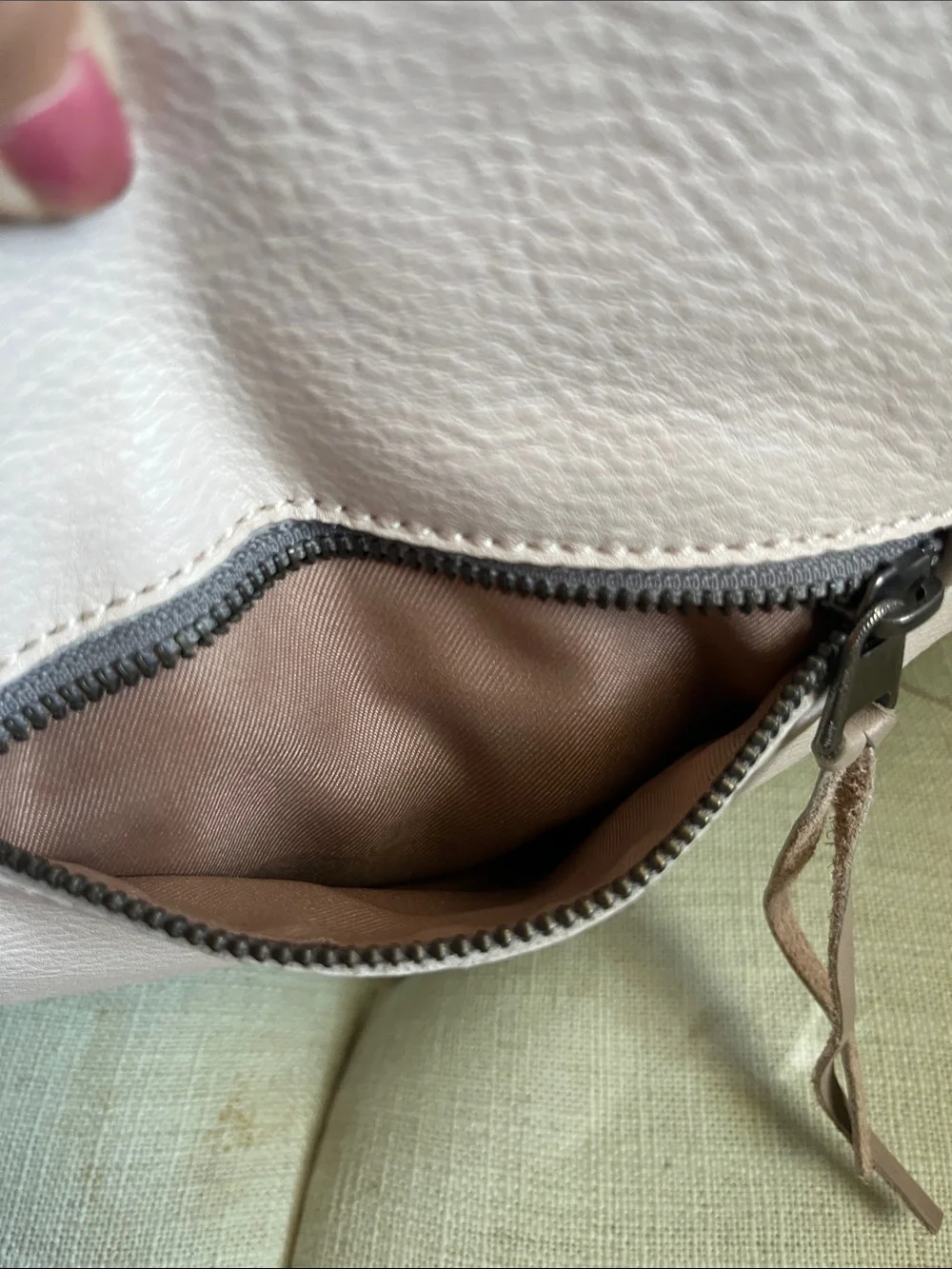 The Sak Cream Pebbled Leather Shoulder Bag with Brown Braided Handle - Picture 13 of 15